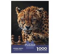 1000 Piece Jigsaws for Teenagers Puzzle Cheetah Chess Puzzle for Adults Brain Teaser Game Birthday Present Parent-child Interaction 70x50cm/1000pcs