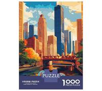 1000 Piece Jigsaws for Teenagers Puzzle Chicago Skyline Jigsaw for Adults Relaxing Games Precision Cutting Difficult And Challenge 70x50cm/1000pcs