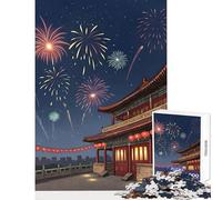 1000 Piece Jigsaws for Teenagers Puzzle Chinese New Year Fireworks Brain Teaser Game Enhance Memory DIY Toys Stress Reduction Gifts (38X52CM)