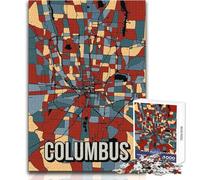 1000 Piece Jigsaws for Teenagers Puzzle Columbus Ohio City Map Educational Family Game Difficult Challenge Funny Gift Size 50x75cm