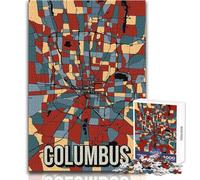 1000 Piece Jigsaws for Teenagers Puzzle Columbus Ohio City Map Educational Family Game Difficult Challenge Funny Gift Size 38x26cm