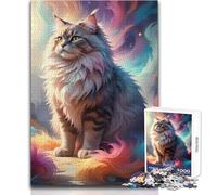1000 Piece Jigsaws for Teenagers Puzzle Cosmic Cat A Fantastical Educational Games Precision Cutting Anti-Stress Toys Size 50x75cm