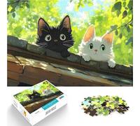 1000 Piece Jigsaws for teenagers Puzzle Curious Cats on a Roof Denkspiel Wanddekoration Einzigartige Geburtstags- und Weihnachtsgeschenke75x50cm