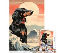 1000 Piece Jigsaws for Teenagers Puzzle Dachshund Wiener Woodblock Shared Interactive Home Fun Time Special Festive Idea (38x52cm)
