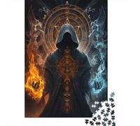 1000 Piece Jigsaws for Teenagers Puzzle Dark Wizard with Fire And Ice Magic Puzzles for Adults Toy Wall Decor Perfect Decoration Difficult And Challenge 38x26cm/1000pcs