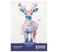1000 Piece Jigsaws for Teenagers Puzzle Deer Watercolor Puzzles for Adults Family Games Wall Art Difficult And Challenge 38x26cm/1000pcs