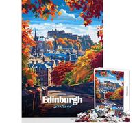 1000 Piece Jigsaws for Teenagers Puzzle Edinburgh Scotland Autumn Landscape Shared Interactive Home Fun Time Special Festive Idea (38x26cm)