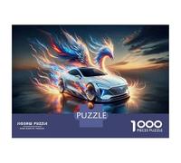 1000 Piece Jigsaws for Teenagers Puzzle Electric Car with Phoenix Wings Future Mobility Puzzle for Adults Brain Teaser Game Birthday Present Parent-child Interaction 38x26cm/1000pcs