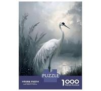 1000 Piece Jigsaws for Teenagers Puzzle Elegant White Crane in Misty Waters Puzzle for Adults Brain Teaser Game Birthday Present Parent-child Interaction 52x38cm/1000pcs