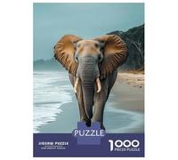 1000 Piece Jigsaws for Teenagers Puzzle Elephant Walking on A Beach Jigsaw for Adults Relaxing Games Precision Cutting Difficult And Challenge 70x50cm/1000pcs