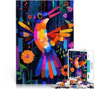 1000 Piece Jigsaws for teenagers Puzzle Expressionist Geometry Hummingbird 鈥4Vibrant Abstract Nature Art Analysis and logic Gift For Birthdays 26x38cm