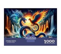 1000 Piece Jigsaws for Teenagers Puzzle Fantasy Dragon Vs Phoenix Art Print Puzzle for Adults Brain Teaser Game Birthday Present Parent-child Interaction 70x50cm/1000pcs