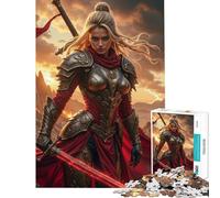 1000 Piece Jigsaws for Teenagers Puzzle Female Warrior with Sword in Landscape for Birthday, Chrismas A Work of Art Relaxing Games for And from 14 Years And over (38x26cm)
