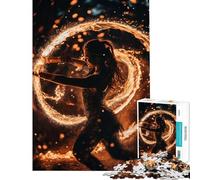 1000 Piece Jigsaws for Teenagers Puzzle Fire Dancer Performance Fun at Home Activities, A Work of Art DIY Toys for And 14 Years And over (38x26cm)