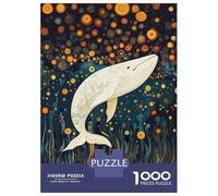 1000 Piece Jigsaws for Teenagers Puzzle Flaoting White Whale Art Puzzle for Adults Brain Teaser Game Birthday Present Parent-child Interaction 38x26cm/1000pcs