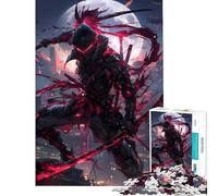 1000 Piece Jigsaws for Teenagers Puzzle Fullmoon Red Ninja Fun at Home Activities, A Work of Art DIY Toys for And 14 Years And over (38x26cm)