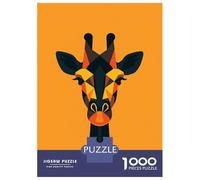 1000 Piece Jigsaws for Teenagers Puzzle Geometric Giraffe Vector Portrait on Orange Adult Jigsaw Hands-on Game Pattern Assembly for Is Ideal As A Gift 70x50cm/1000pcs