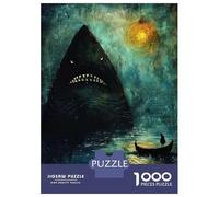 1000 Piece Jigsaws for Teenagers Puzzle Giant Shark Moonlight Adult Jigsaw Hands-on Game Pattern Assembly for Is Ideal As A Gift 38x26cm/1000pcs