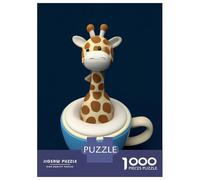 1000 Piece Jigsaws for Teenagers Puzzle Giraffe in Coffe Cup 2 Adult Jigsaw Hands-on Game But Fun And Humorous Parent-child Interaction 52x38cm/1000pcs
