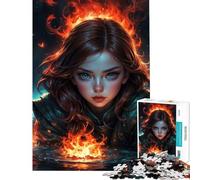 1000 Piece Jigsaws for Teenagers Puzzle Girl on Fire Help The Brain Exercise Difficult Challenge Relax Games for Ages 14 And over (50x75cm)