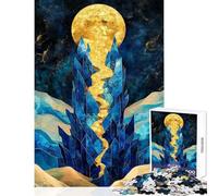 1000 Piece Jigsaws for Teenagers Puzzle Golden Path to The Moon Desert Aura Art Hands-on Game Learning Educational Home Decoration Toys Decompressing Intellectual (38x52cm)