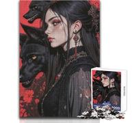 1000 Piece Jigsaws for Teenagers Puzzle Gothic Woman with Wolves Portrait Enhance Memory Practical Game for 14+ Puzzle Game Offered (size 38x52cm)