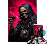 1000 Piece Jigsaws for Teenagers Puzzle Grim Reaper with Wine And Cigar Fun at Home Activities, A Work of Art DIY Toys for And 14 Years And over (50x75cm)