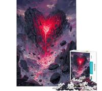 1000 Piece Jigsaws for Teenagers Puzzle Heart-Shaped Rock Formation with Lava Flow Help The Brain Exercise Difficult Challenge Relax Games for Ages 14 And over (50x75cm)