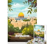 1000 Piece Jigsaws for Teenagers Puzzle Jerusalem, Palestine Illustration Shared Interactive Home Fun Time Special Festive Idea (38x52cm)