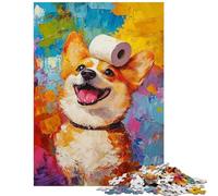 1000 Piece Jigsaws for Teenagers Puzzle Joyful Corgi Art Impossible Game Difficult Hard Anti-Stress Toys Stress Reduction Gifts Size 75x50cm