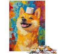 1000 Piece Jigsaws for Teenagers Puzzle Joyful Dog with Toilet Paper Hat Impossible Game Difficult Hard Anti-Stress Toys Stress Reduction Gifts Size 38x52cm