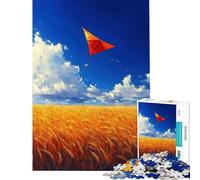 1000 Piece Jigsaws for Teenagers Puzzle Kite Flying Over Wheat Field Practical Game Addictive Toys to Cultivate Patience Great Gifts Tough Challenge (size 38x26cm)