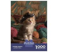 1000 Piece Jigsaws for Teenagers Puzzle Kitten Pirate on Treasure Chest Adult Jigsaw Hands-on Game Enhance Memory Difficult And Challenge 38x26cm/1000pcs