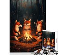 1000 Piece Jigsaws for Teenagers Puzzle Laughing Foxes At Campfire Educational Toy Gift For Birthdays Impossible Game Difficult And Challenge Size 38x26cm
