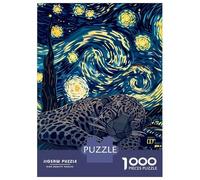 1000 Piece Jigsaws for Teenagers Puzzle Leopard Sleeping Under Starry Night Sky Puzzles for Adults Toy Wall Decor Perfect Decoration Difficult And Challenge 38x26cm/1000pcs