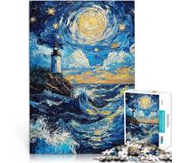 1000 Piece Jigsaws for teenagers Puzzle Lighthouse Under Starry Sky Challenging Game Toys Great Gift for Games 26x38cm