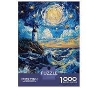1000 Piece Jigsaws for Teenagers Puzzle Lighthouse Under Starry Sky Puzzle for Adults Brain Teaser Game Birthday Present Parent-child Interaction 52x38cm/1000pcs