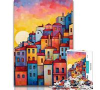 1000 Piece Jigsaws for Teenagers Puzzle Lisbon Abstract Watercolor Challenging Game Toys Perfect Decoration Gift For Birthdays (size 38x26cm)