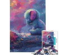 1000 Piece Jigsaws for Teenagers Puzzle Lonely Baby Elephant Help The Brain Exercise Difficult Challenge Relax Games for Ages 14 And over (50x75cm)