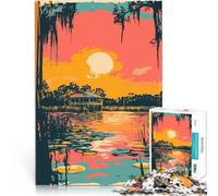 1000 Piece Jigsaws for teenagers Puzzle Louisiana Bayou Sunset Minimalist Art Lernspiele Ein Kunstwerk52x38cm