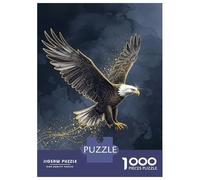 1000 Piece Jigsaws for Teenagers Puzzle Majestic Eagle in Flight with Golden Accents Jigsaw Puzzle Family Games Hand Speed Race Birthday And Unique Gifts 52x38cm/1000pcs
