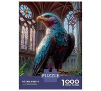 1000 Piece Jigsaws for Teenagers Puzzle Majestic Eagle Statue in Gothic Setting Puzzle for Adults Family Games Presents for Women for Is Ideal As A Gift 52x38cm/1000pcs