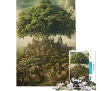 1000 Piece Jigsaws for Teenagers Puzzle Medieval Giant Tree City Puzzle for Adults Hands-on Game Staycation Kill Time for Is Ideal As A Gifts (Size 38x26cm)