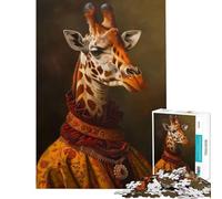1000 Piece Jigsaws for Teenagers Puzzle Medieval Giraffe Portrait Relax Games for Educational Game Challenge Toy Birthday Gifts Analysis And Logic (Size 38x26cm)