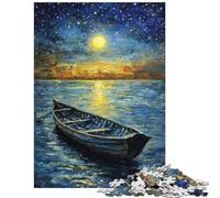 1000 Piece Jigsaws for Teenagers Puzzle Moonlit Serenity on The Sea Impossible Game Difficult Hard Anti-Stress Toys Stress Reduction Gifts Size 38x26cm