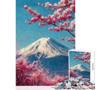 1000 Piece Jigsaws for Teenagers Puzzle Mount Fuji with Cherry Blossoms Painting Shared Interactive Home Fun Time Special Festive Idea (38x26cm)