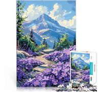 1000 Piece Jigsaws for teenagers Puzzle Mountain Path with Purple Flowers Denkspiel Geschenke für Freunde und Familie38x26cm