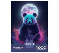 1000 Piece Jigsaws for Teenagers Puzzle Mystical Panda with Moon And Smoke Adult Jigsaw Hands-on Game But Fun And Humorous Parent-child Interaction 70x50cm/1000pcs