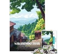 1000 Piece Jigsaws for Teenagers Puzzle Nakasendo Trail Japan Landscape Art Practical Game Addictive Toys to Cultivate Patience Great Gifts Tough Challenge (size 38x52cm)