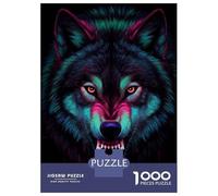 1000 Piece Jigsaws for Teenagers Puzzle Neon Wolf Portrait Puzzle for Adults Brain Teaser Game Birthday Present Parent-child Interaction 38x26cm/1000pcs